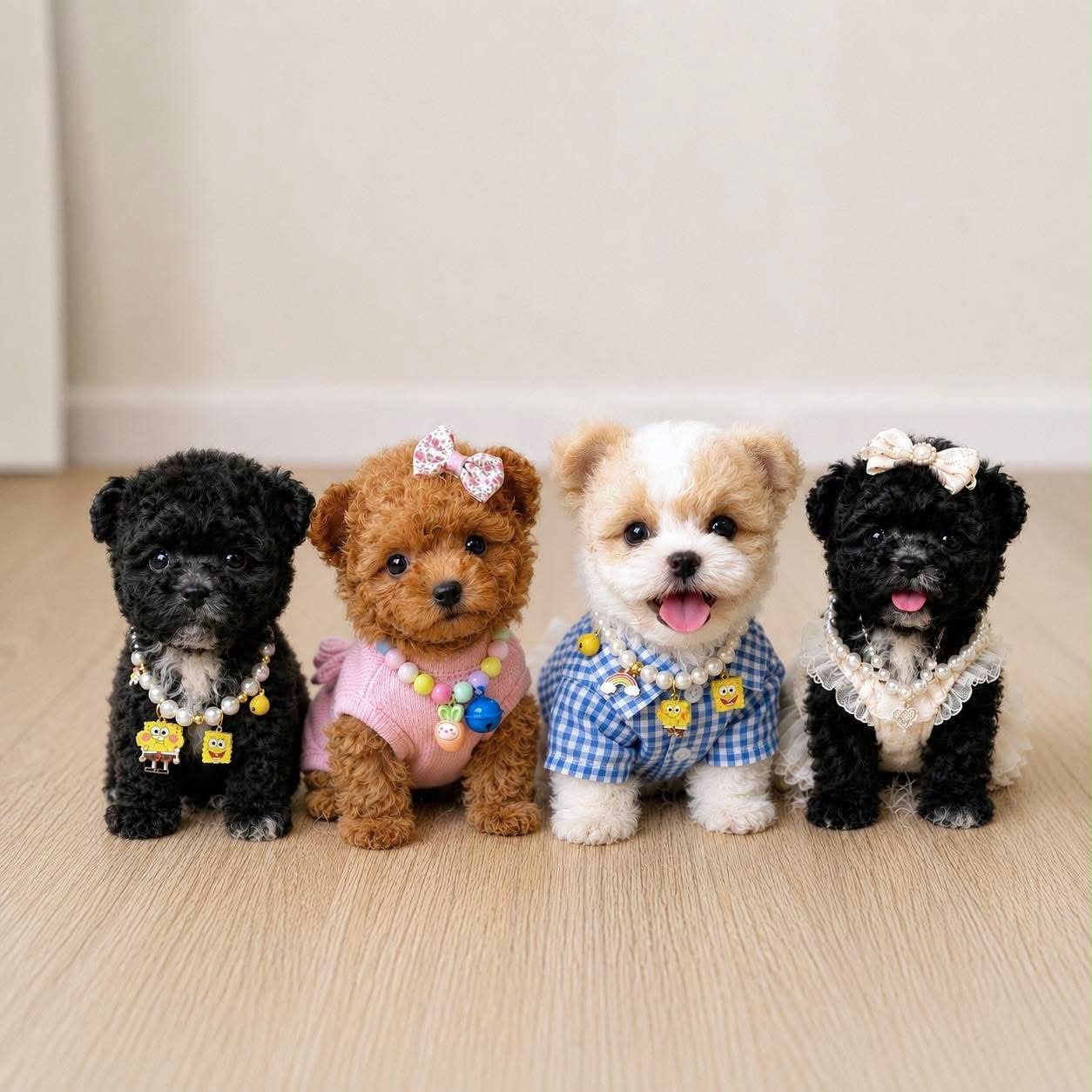 A group of adorable, playful puppies together