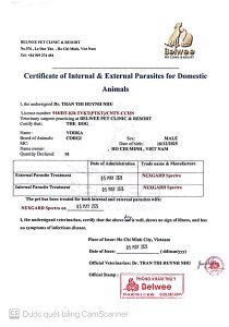 Parasite Treatment Certificate