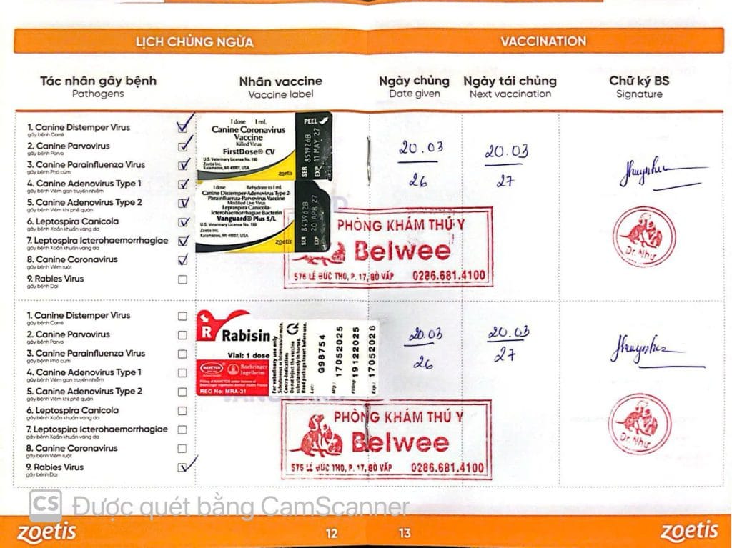 Pet Vaccine Record Booklet