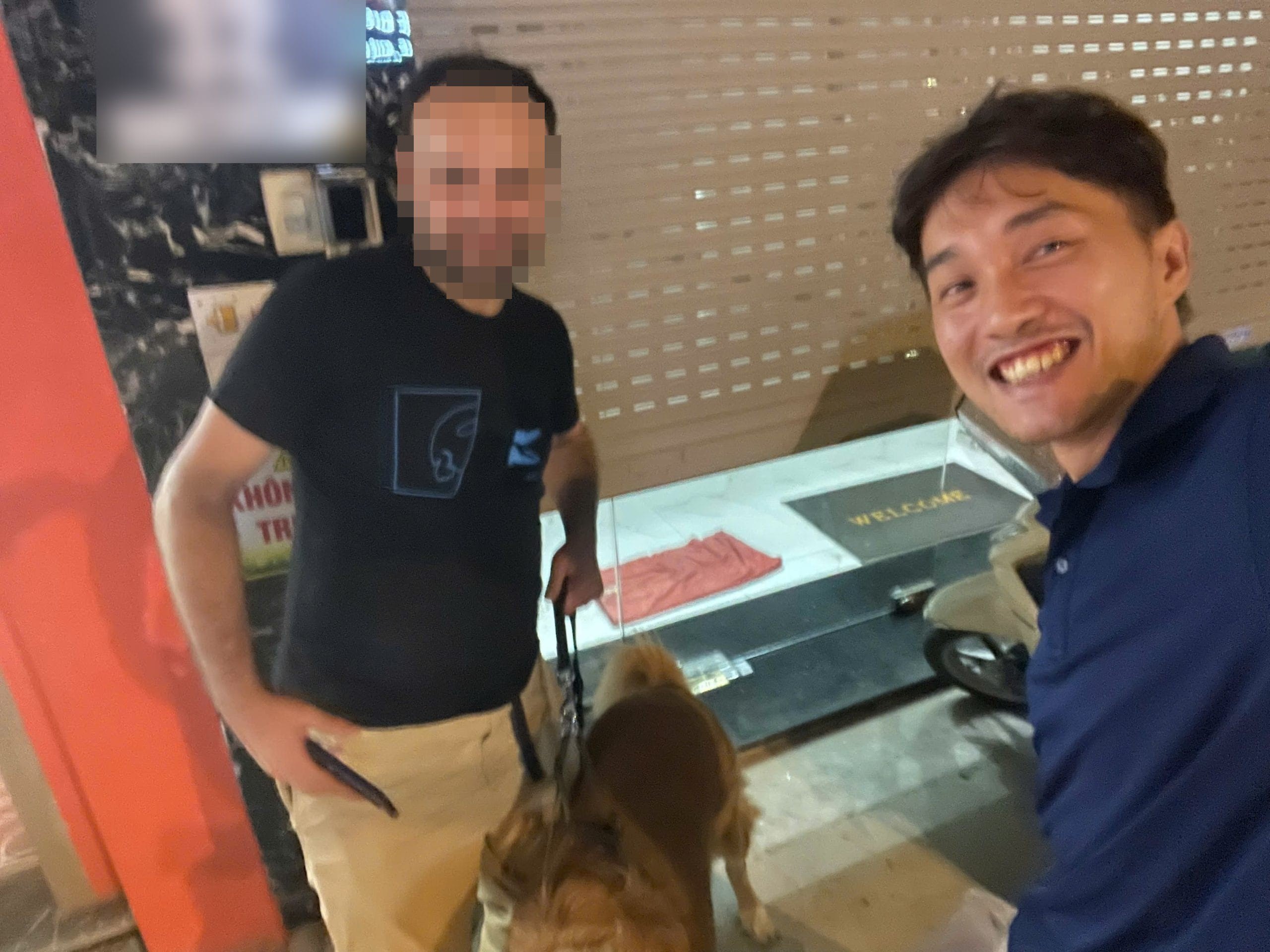 Pablo with his owner and a Daisy Pet Transport team member after delivery in Hanoi