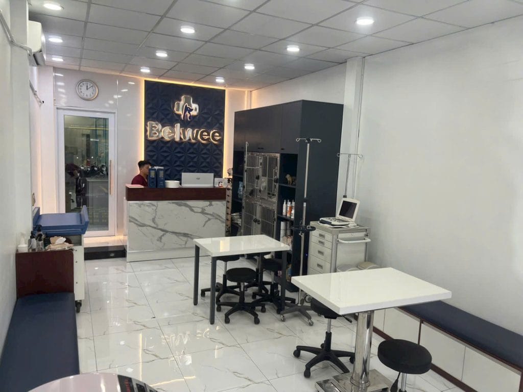 Reception and waiting area at Belwee International Animal Hospital